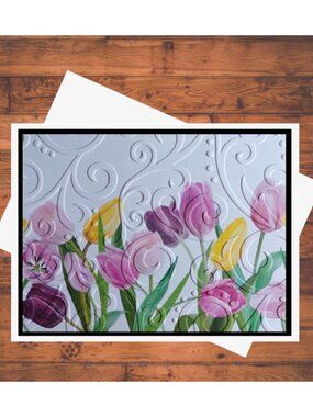 Embossed Tulip Card Kit: DIY Springtime Floral Greeting Cards with Envelopes